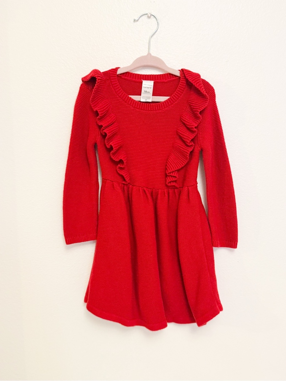 Carter's Bright Red Ruffle Knit Dress for Girls